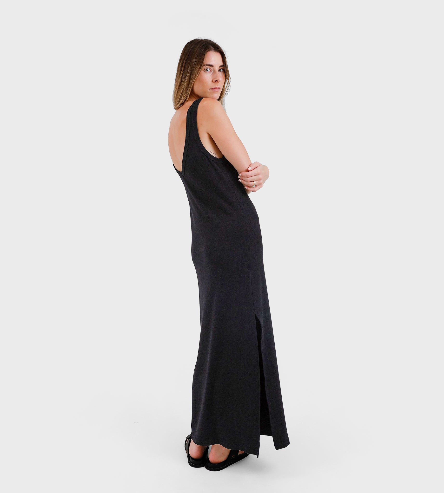 fitted lace wedding dress Black/Beige Shawna Reversible Maxi Dress
