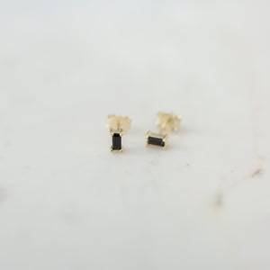 You Rock Rectangular Studs Black - Gold by Sophie | City Hall