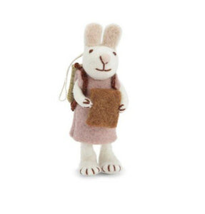 White Bunny with Lavender Dress and Book