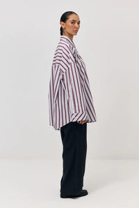 Oversized Viv Shirt | Blue Lavender Stripe