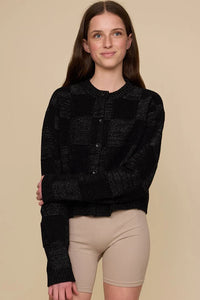 Squares Cardi |Black Sparkle