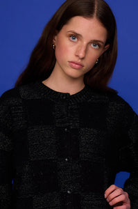 Squares Cardi |Black Sparkle