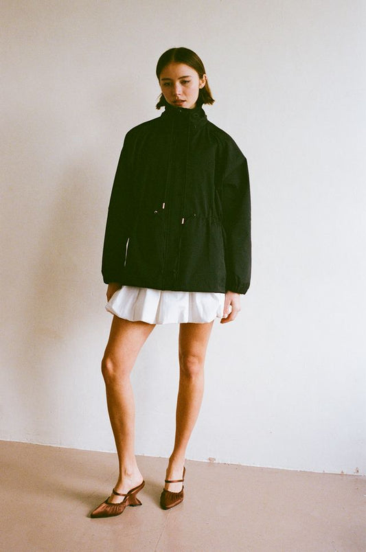 Pull In Nylon Windbreaker | Black