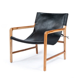 Hyde Leather Sling Chair - Black by Hawthorne | City Hall
