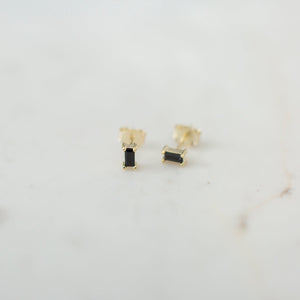 You Rock Rectangle Studs Black - Gold by Sophie | City Hall